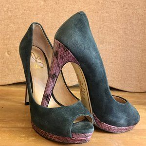 Joan & David ~ Blue Suede Platform heels ~ Sexy
